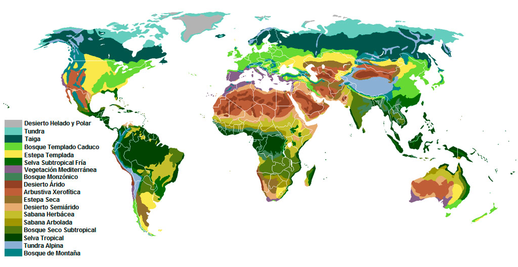 Mapa de los Biomas del mundo - Wikipedia